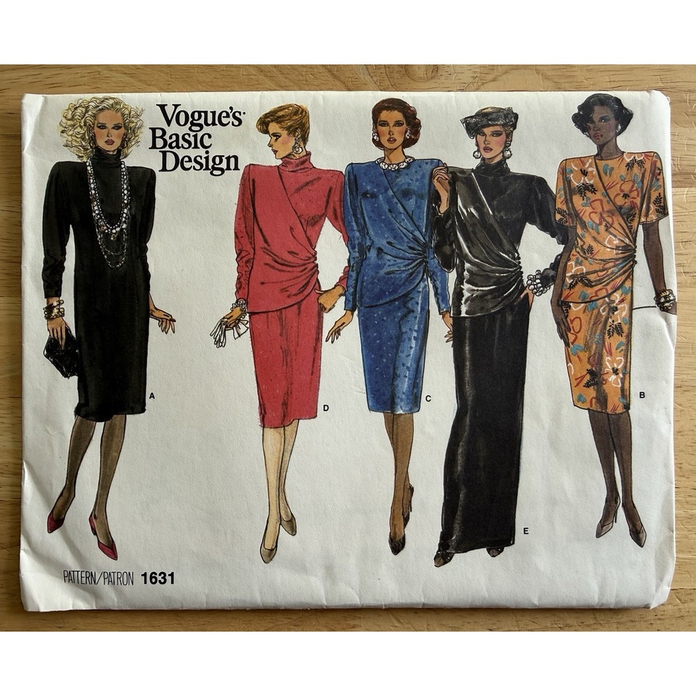Vogue Basic Design Pattern 1631 Misses' Loose-Fit Straight Dress Size 12-16 UC